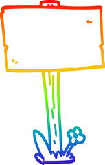 rainbow gradient line drawing cartoon sign post