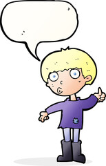cartoon boy asking question with speech bubble