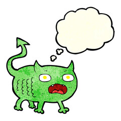 cartoon little imp with thought bubble