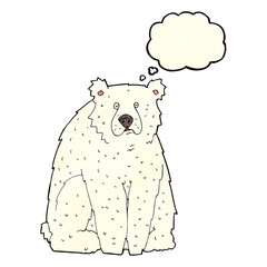 cartoon funny polar bear with thought bubble
