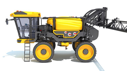 Self Propelled Farm Sprayer 3D rendering on white background