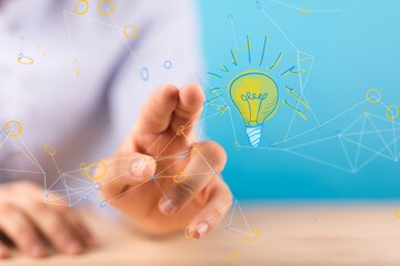 Neural network 3D illustration. Big data and cybersecurity - connection