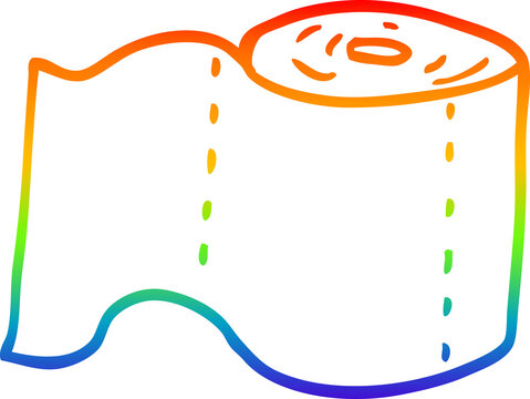 recommend clip art: rainbow gradient line drawing cartoon toilet roll