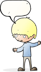 Fototapeta premium cartoon boy with outstretched arms with speech bubble