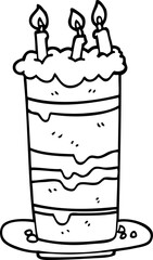 line drawing cartoon birthday cake