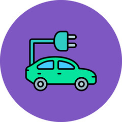 Electric Car Multicolor Circle Filled Line Icon