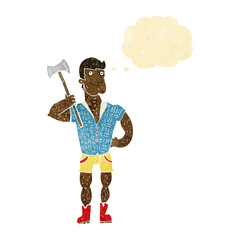 cartoon lumberjack with thought bubble