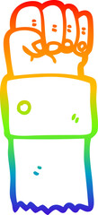 rainbow gradient line drawing cartoon raised fist
