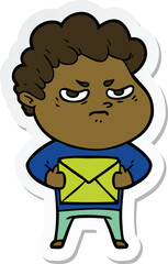 sticker of a cartoon angry man