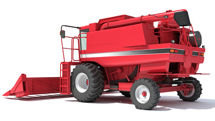 Combine Harvester 3D rendering on white background