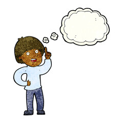 cartoon man with idea with thought bubble