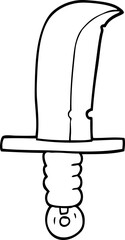 line drawing cartoon of an old bronze sword