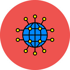 Global Multicolor Circle Filled Line Icon