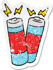 retro distressed sticker of a cartoon batteries
