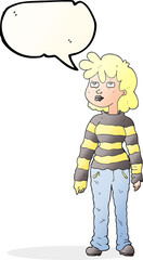 speech bubble cartoon woman in casual clothes