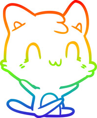 rainbow gradient line drawing cartoon happy cat