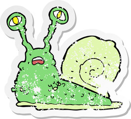 retro distressed sticker of a cartoon snail