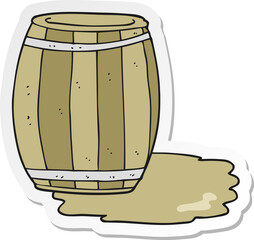 sticker of a cartoon barrel of beer