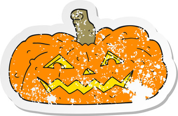 retro distressed sticker of a cartoon halloween pumpkin