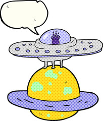 comic book speech bubble cartoon flying saucer