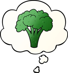 cartoon brocoli and thought bubble in smooth gradient style