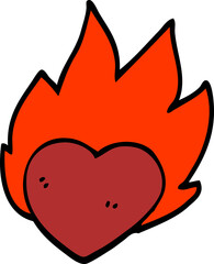 cartoon doodle flaming heart