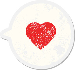 love heart in speech bubble grunge sticker