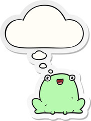 cartoon frog and thought bubble as a printed sticker