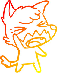 warm gradient line drawing angry cartoon fox