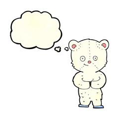 cartoon teddy polar bear cub with thought bubble