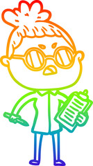 rainbow gradient line drawing cartoon annoyed woman