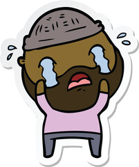 Obraz premium sticker of a cartoon bearded man crying