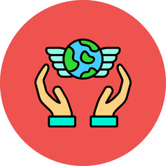 Freedom Multicolor Circle Filled Line Icon