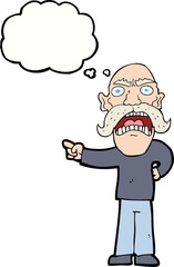 cartoon angry old man with thought bubble