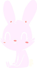 cute flat color style cartoon rabbit sitting