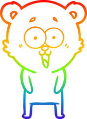 rainbow gradient line drawing laughing teddy  bear cartoon