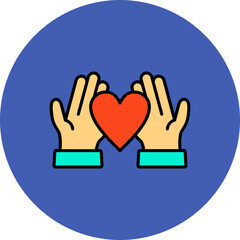 Give Love Multicolor Circle Filled Line Icon