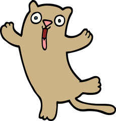 hand drawn doodle style cartoon happy cat