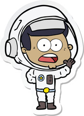 sticker of a cartoon surprised astronaut