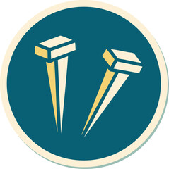 tattoo style sticker of iron nail