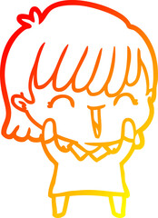 warm gradient line drawing cartoon woman