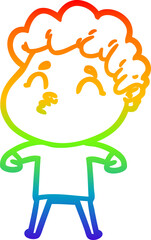 rainbow gradient line drawing cartoon man pouting