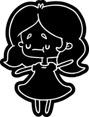 cartoon icon of a cute kawaii girl