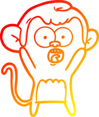 warm gradient line drawing cartoon shocked monkey