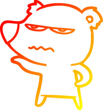 recommend clip art: warm gradient line drawing angry bear cartoon