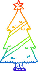 rainbow gradient line drawing christmas tree