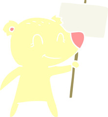 flat color style cartoon bear holding sign