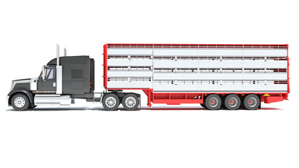 Obraz na płótnie Canvas Animal Transporter Truck 3D rendering on white background