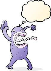 cartoon crazy frog with thought bubble