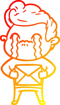 recommend clip art: warm gradient line drawing cartoon man crying